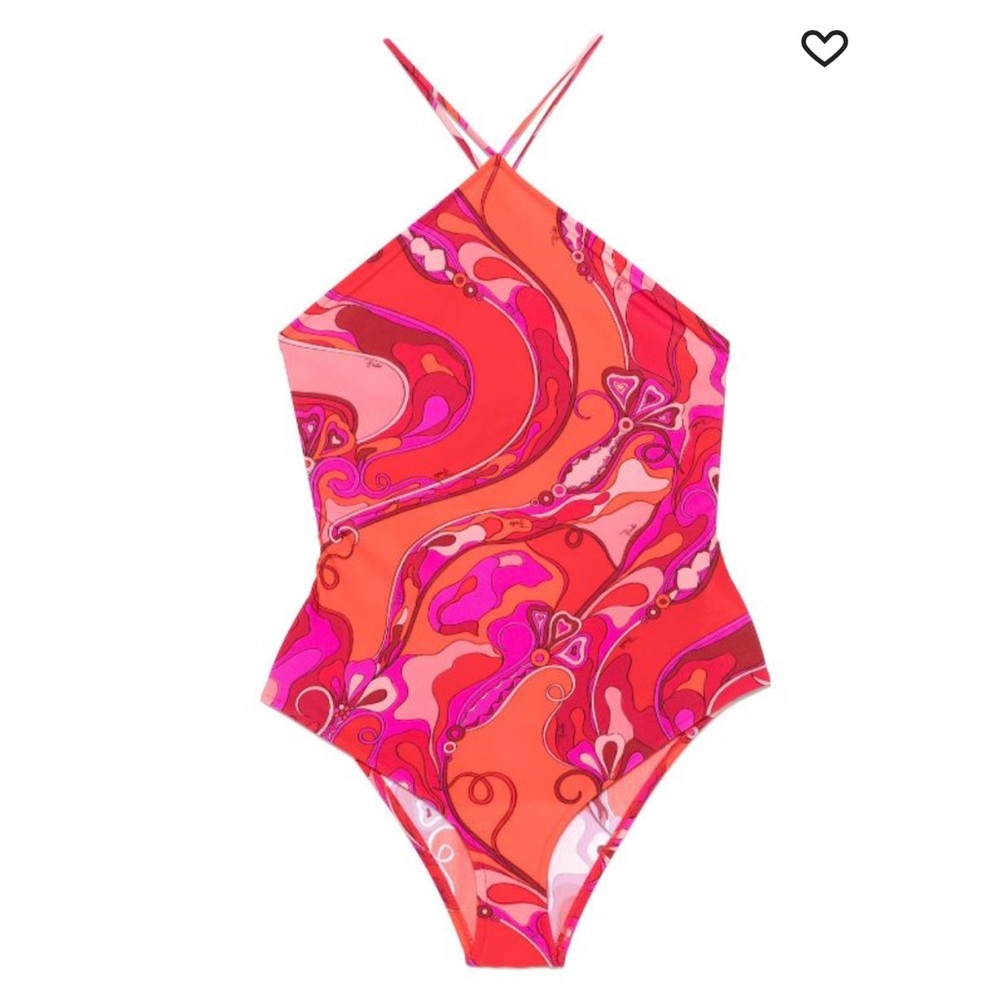 Vibrant Pink and Red Pucci One Piece Swimsuit